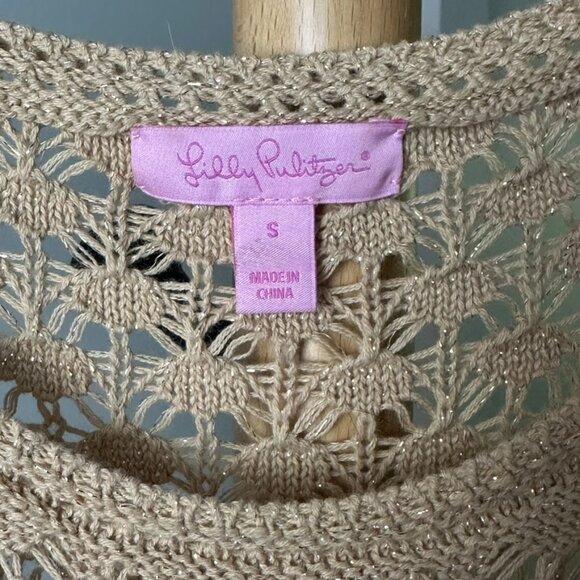 Lilly Pulitzer Paley Crochet Sweater Dress Gold Metallic Style #26045 Size Small - Picture 3 of 13